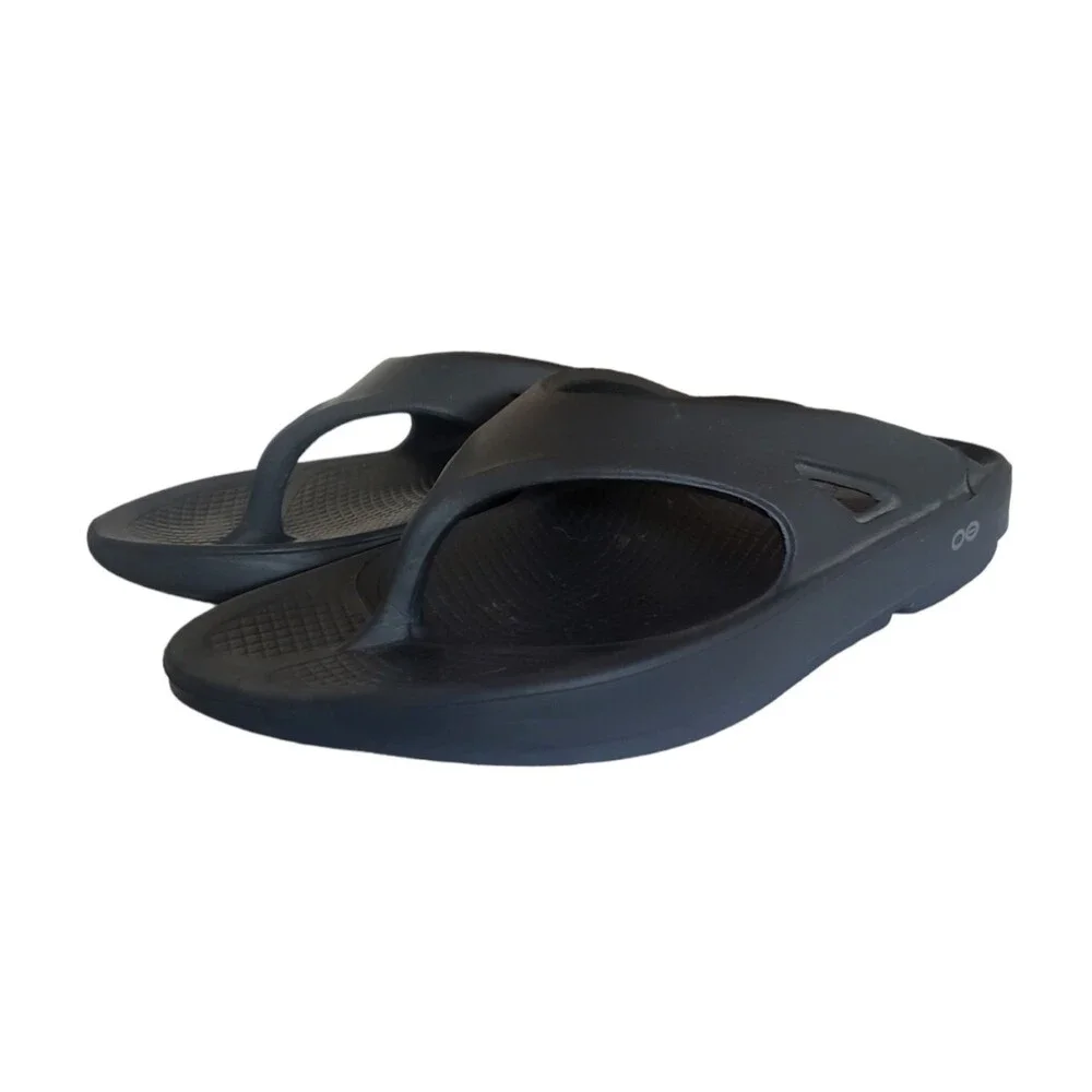 OOFOS Ooriginal Black Recovery Thong Flip Flop Sandals Slide Men's Size 9